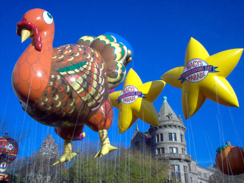 giant Turkey helium parade balloon and helium star parade balloons 